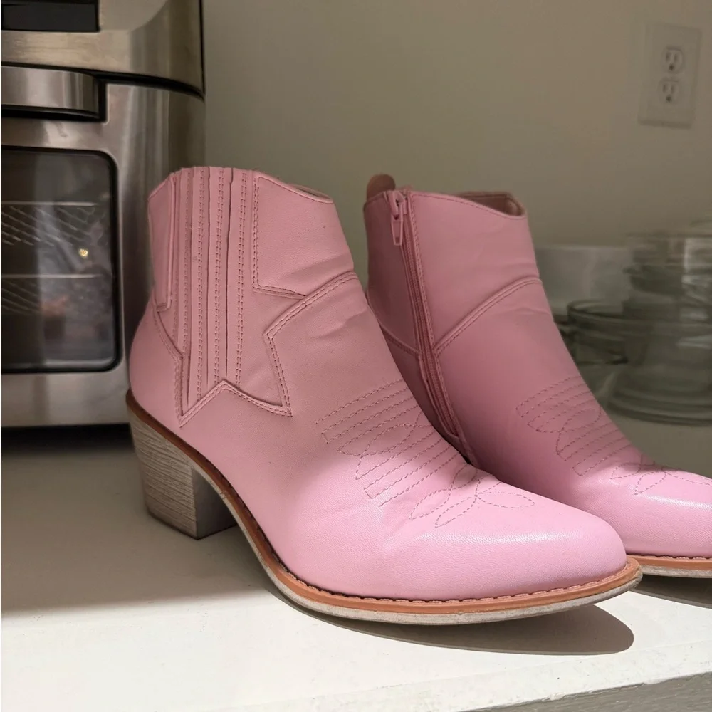 Pink Cowgirl Ankle Boots - Picture 2 of 3